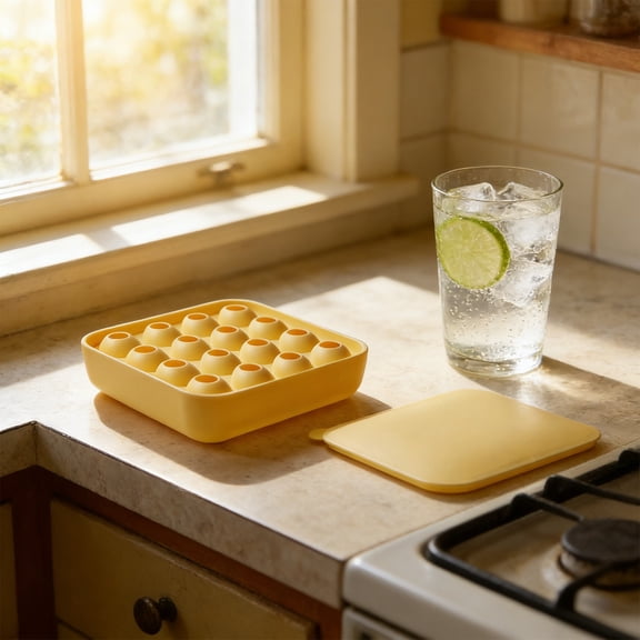 Lunxisen 1 Pcs Silicone Ice Cube Tray Easy Release Ice Molds Kitchen Essential for Cocktails and Beverages Homemade Ice Cream