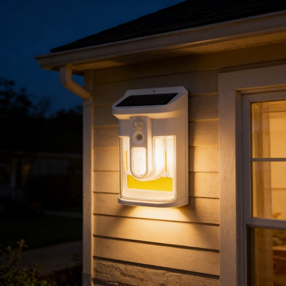 Lunxisen 1 Pcs Solar Motion Sensor Wall Light Outdoor Security Lighting Waterproof Solar Powered for Patio Yard Fence Deck Garage Barn