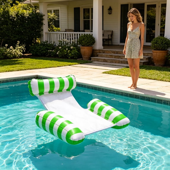 Lunxisen 1 Pcs Thickened Inflatable Swimming Pool Floating Bed Unisex Pool Float Lounger Lounge Chair Summer Water Floaties