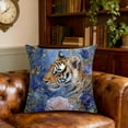 thumbnail image 1 of Lunxisen 1 Pcs Tiger Head Print Pillow Cover Decorative Colorful Animal Pillow Case Flowers Cushion Cover Pillowcase for Couch Bed Living Room Blue, 1 of 8