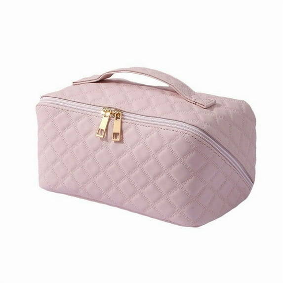 Lunxisen 1 Pcs Travel Makeup Bag,Large Capacity Cosmetic Bags for Women,Waterproof Portable Pouch Open Flat Toiletry Bag Pattern Makeup Bag