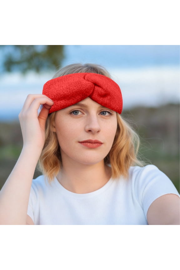 1 Pcs Twisted Knit Headbands Winter Knotted Head Wraps Fuzzy Lined Headband Thick Crochet Turban Ear Warmer Elastic Hair Band Accessories for Women