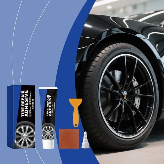 Lunxisen 1 Pcs Weather Waterproof Tire Repair Adhesive - Flexible Sidewall Fix Rubber Cement Glue Strong Bonding Kit Brush for Auto Truck