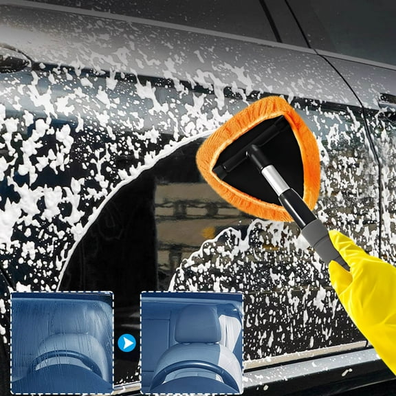 Lunxisen 1 Pcs Windshield Cleaning Tool Windshield Cleaning Wand Auto Window Cleaner, Reusable Cloth Pads for Car Interior, Dirty Car Washing Brushes.