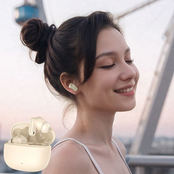 Lunxisen 1 Pcs Wireless Bluetooth Earbuds Half In Ear Design Noise Cancelling Long Battery Life Lightweight Comfort for Sports Travel