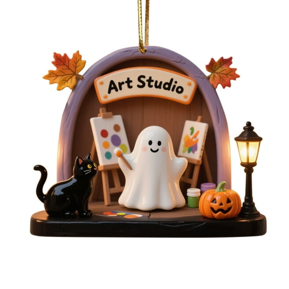 Lunxisen 3 pcs Halloween Hanging Ghosts Ornaments Small Hanging Ghost Tree Ornaments for Halloween Party Home Tree Holiday Decor (8cm)