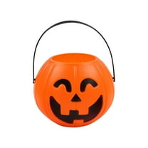 Lunxisen 4 pcs Plastic Pumpkin Bucket - Halloween Pumpkin Trick or Treat Buckets for Kids, Large Capacity Jack O Lantern Pumpkins Candy Holder for Halloween Home Decor
