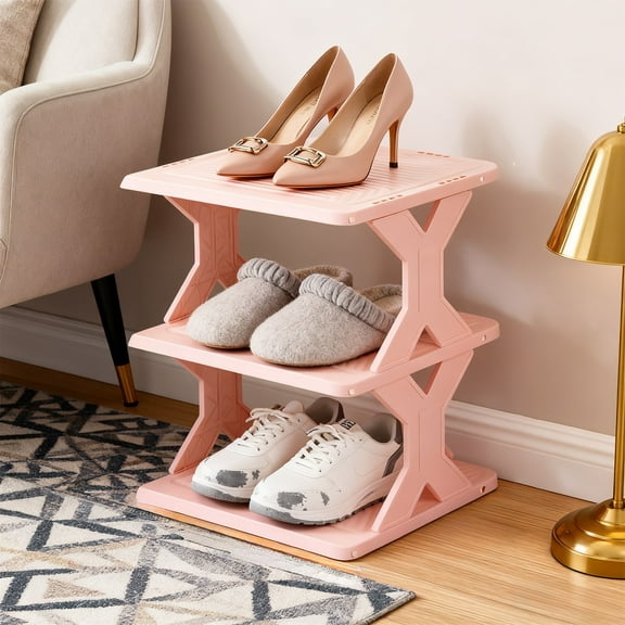 Lunxisen 1 pcs Tall Narrow Shoe Rack Organizer for Small Spaces, Shoen Shelf for Entryway,Closet,Corner,Doorway,Skinny Shoe Shelf Space Saving Shoe Storage,Free Stackable