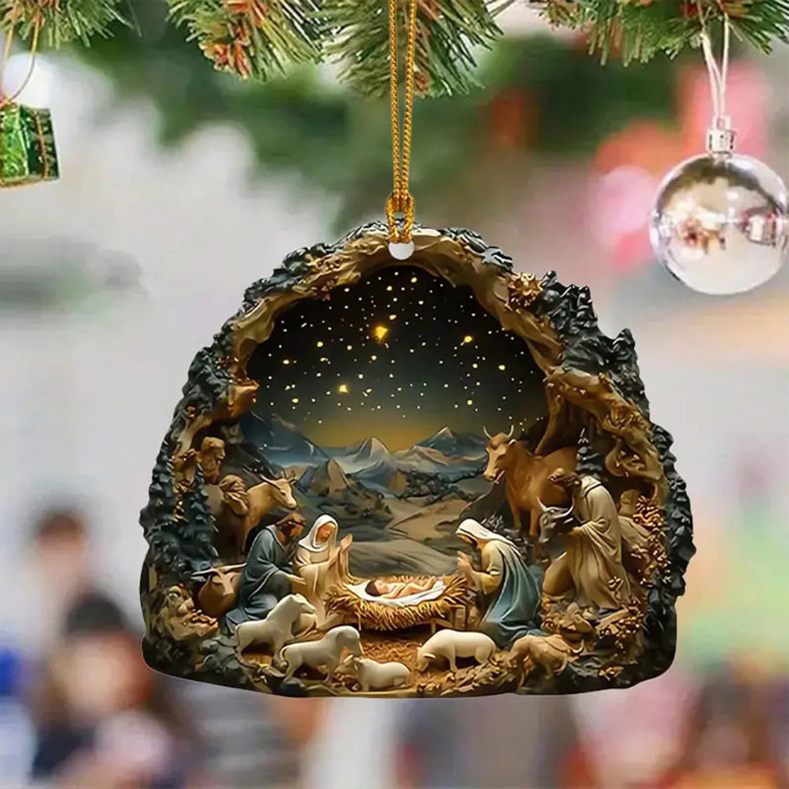 Lunxisen 10 Pcs Christmas Tree Nativity Scene with Figurines, Christmas ...