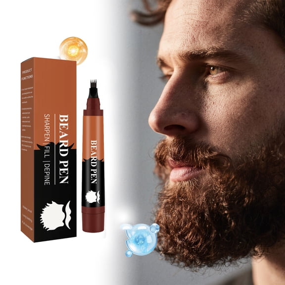 Lunxisen 2 Pcs Beard Pencil Filler for man Water Proof Beard pen and beard brush Long Lasting Coverage Natural Finish, Male Mustache Repair Shape, Effective Enhance Facial Hair(5ml)