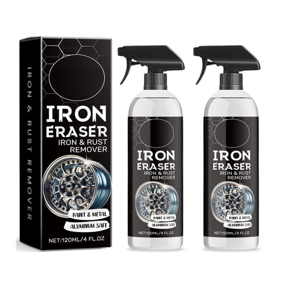 Lunxisen 2 Pcs Car Iron Rust Remover Spray For Wheels Paint Metal Surfaces Heavy Duty Cleaner(120ml)
