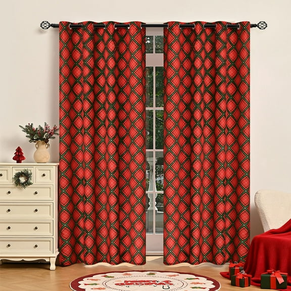 Lunxisen 2 Pcs Christmas Curtains for Living Room Grommet Snowflakes Decorations Printed Room Window Drapes(53*84in)