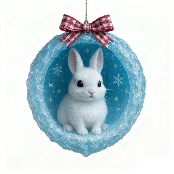 Lunxisen 2 Pcs Christmas Tree Ornaments Arctic Animal Decor Set Winter Wonderland Themed Holiday Home Decor(8cm)