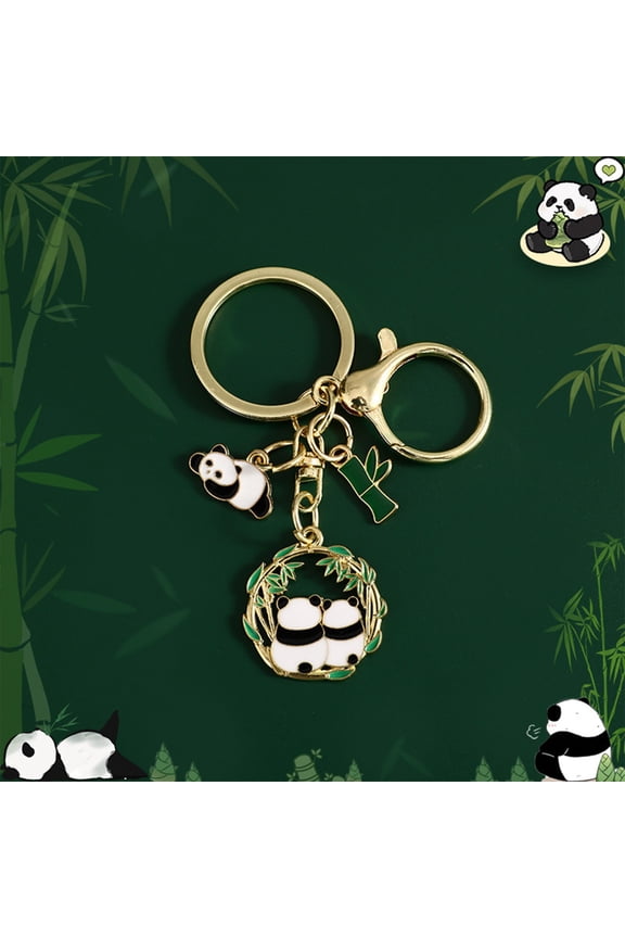 2 Pcs Cute Panda Key Chain Keyring, Creative Jewelry for Man Woman