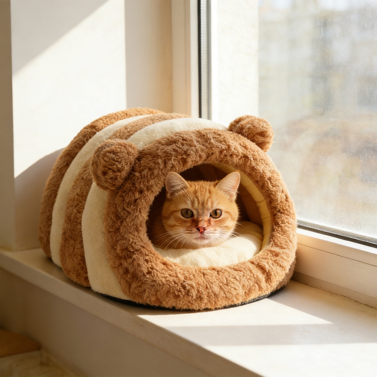 Lunxisen 2 Pcs Dog Bed Self Warming Puppy House Cozy Cat Sleeping Tent Cave Beds Indoor Kitten Nest Kennel Hut for Small Medium Dog Cats