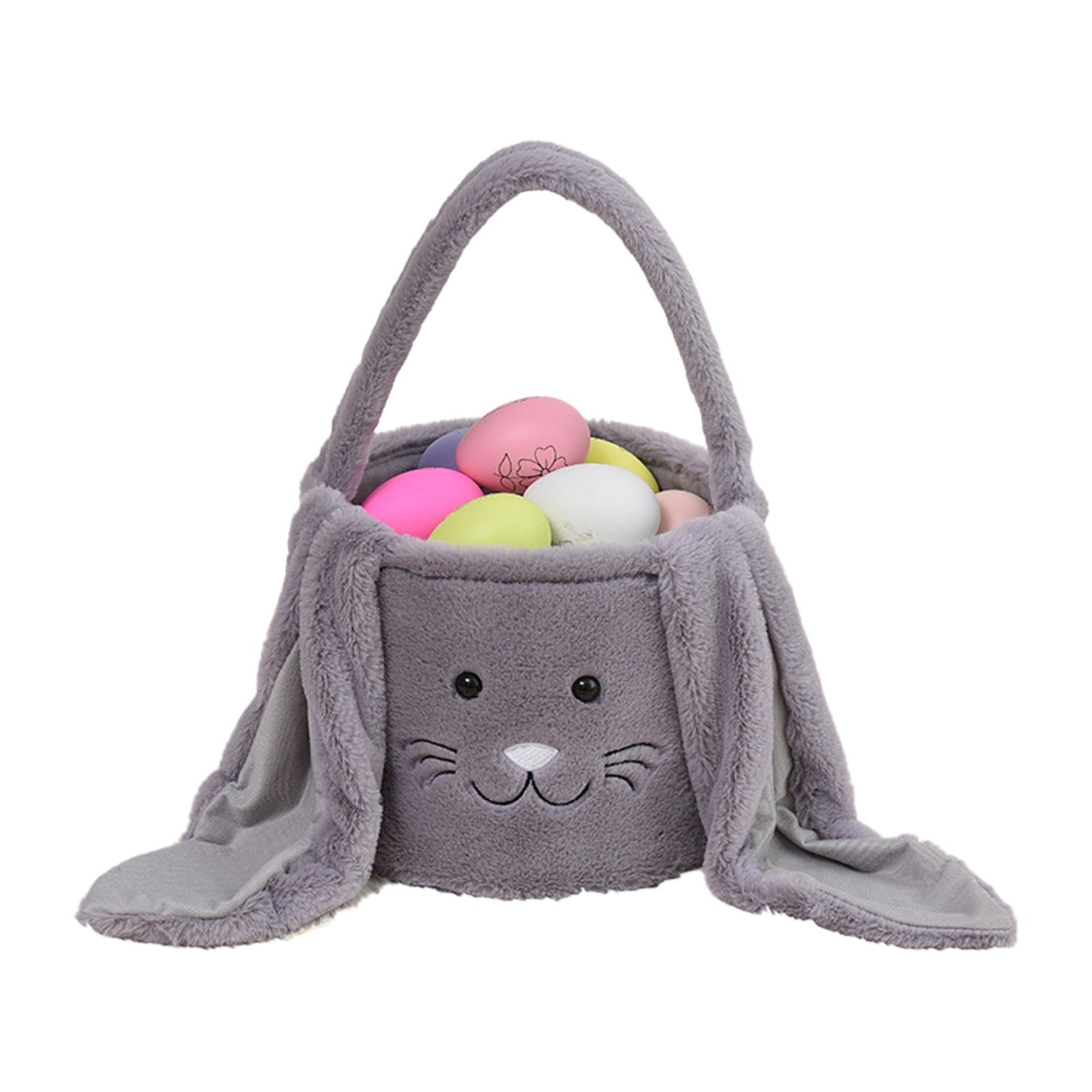 Lunxisen 2 Pcs Easter Basket Bunny Plush Ears Holiday Gift Storage Candy Egg Hunt Decor(23*19cm)