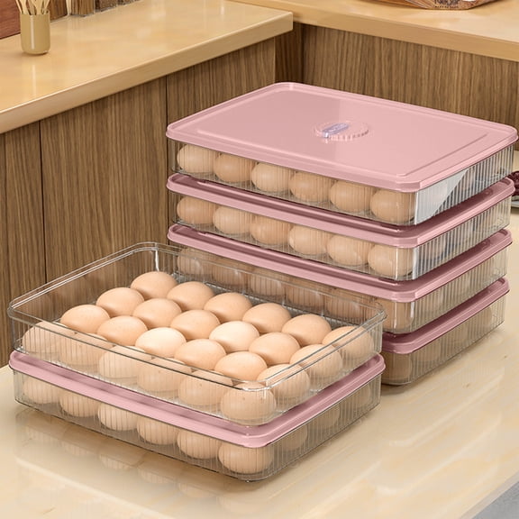 Lunxisen 2 Pcs Egg Holder Refrigerator Organizer Clear Storage Container Tray Lid Kitchen Fridge Essentials Space Saver