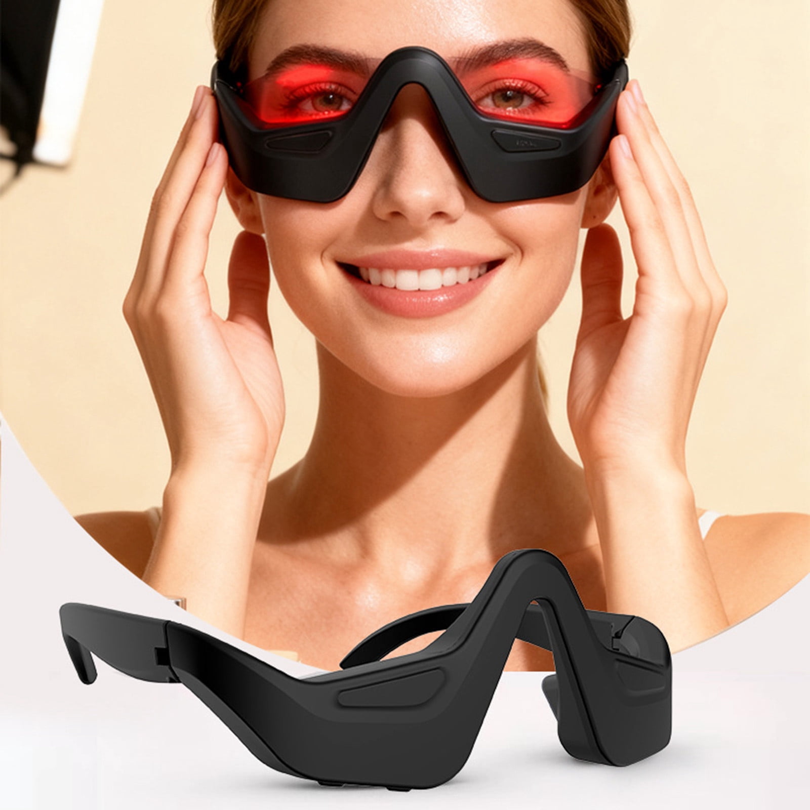 Lunxisen 2 Pcs Eye Red Light Therapy Glasses Microcurrent Massager For Eye Bags Dark Circles Wrinkles Relaxation At Home Spa Treatment