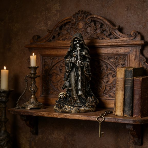 Lunxisen 2 Pcs Gothic Horror Statue Indoor Decoration Resin Sculpture Halloween Home Decor Gothic Figure