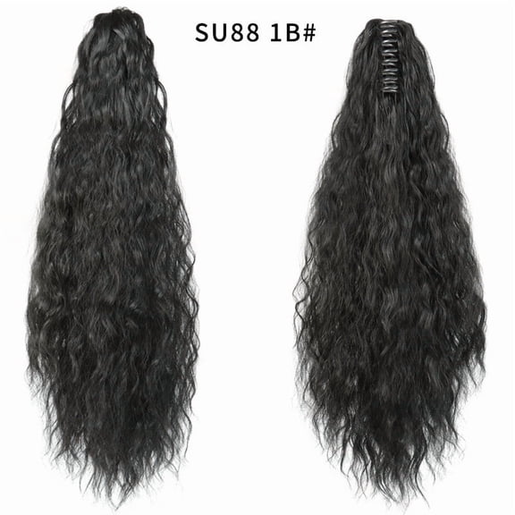 Lunxisen 2 Pcs Gripping Clamping Ponytail Wig Fake Braid Corn Permed Hair Extension