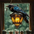 thumbnail image 1 of Lunxisen 2 Pcs Raven Gothic on Lantern Suncatcher, Ornament Faux Stained Glass Crow on Lamp, Decor for Dark Academia Home(20cm), 1 of 9