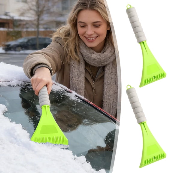 Lunxisen 2 Pcs Thickened Snow Removal Shovel Car Ice Scraper Winter Storm Cleanup Tool Durable Plastic Handle