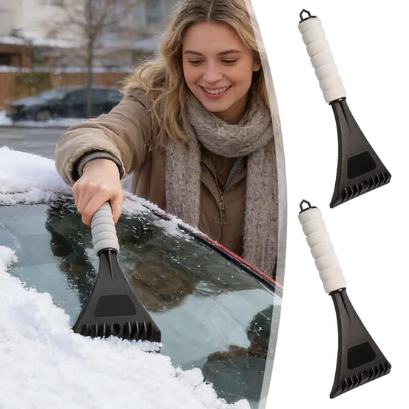 Lunxisen 2 Pcs Thickened Snow Removal Shovel Car Ice Scraper Winter Storm Cleanup Tool Durable Plastic Handle
