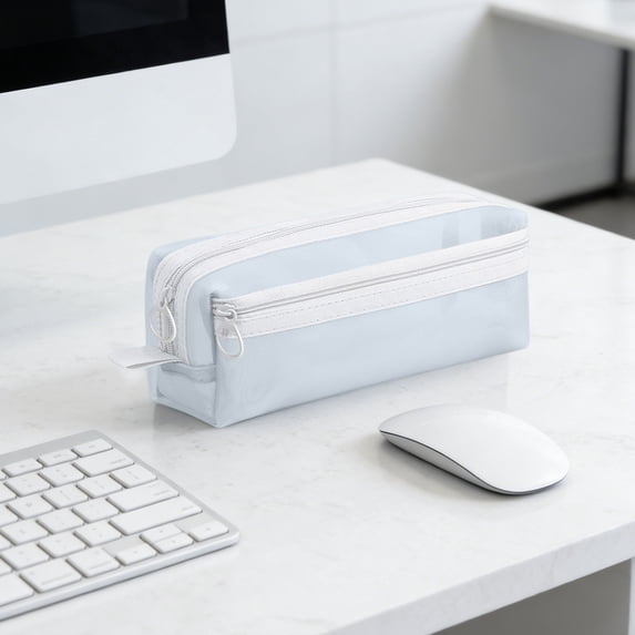 Lunxisen 2 Pcs Transparent Pencil Case Mesh Stationery Organizer Double Layer Pouch for Office Supplies Storage and Travel Essentials
