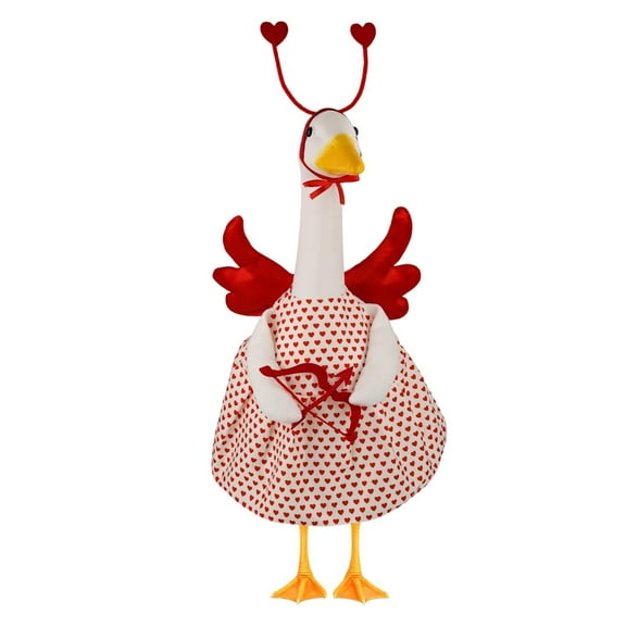 Lunxisen 2 Pcs Valentine's Day Goose Outfit Love Heart Lawn Porch Goose Clothes Statue Valentine's Day Outdoor Patio Yard Lawn(23in)