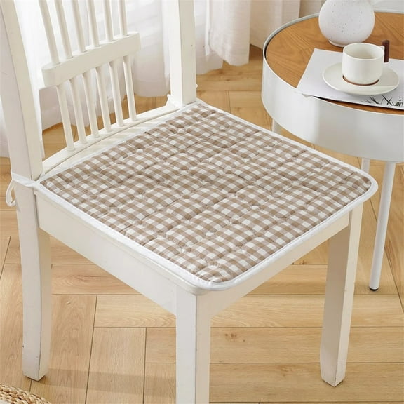 Lunxisen 2 pcs Cotton Quilted Chair Cushion for Dining Chairs Non Slip Soft Comfortable Chair Pads with Ties Patchwork Printed Seat Cushion for Kitchen Chairs Office Chairs
