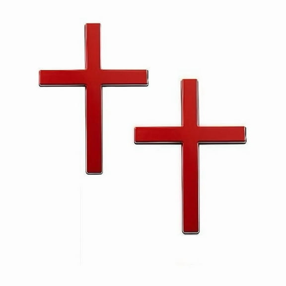 Lunxisen 2 pcs Cross Car Decals, Metal Jesus Cross Badge Stickers, Individual Car Cross Emblem Decal, for Auto Trunk Body Tailgate Side Fenders, Auto Decoration
