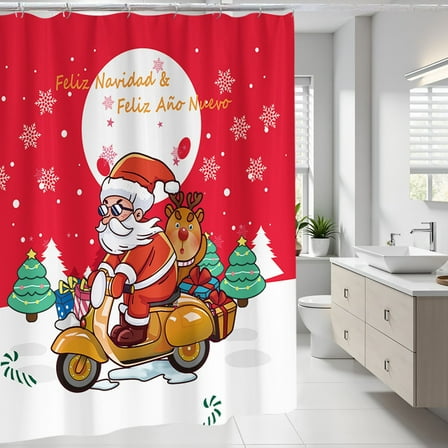 Lunxisen 2 pcs Printed Shower Curtain Sets, Non-Slip Rugs, Toilet Lid Cover and Bath Mat, for Bathroom Decor Set.