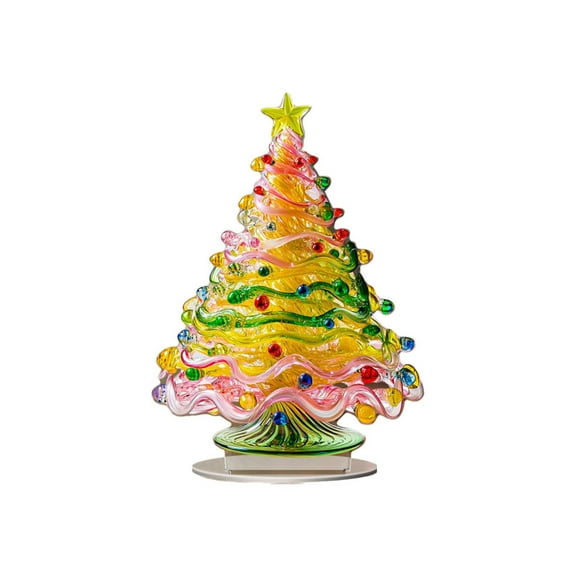 Lunxisen 2 pcs Tabletop Mini Christmas Tree Artificial Mini Xmas Miniature Pine Christmas Tree with Linen Base for Xmas Holiday Decorations Indoor Home Kitchen Dining Table