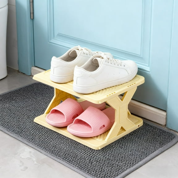 Lunxisen 2 pcs Tall Narrow Shoe Rack Organizer for Small Spaces, Shoen Shelf for Entryway,Closet,Corner,Doorway,Skinny Shoe Shelf Space Saving Shoe Storage,Free Stackable