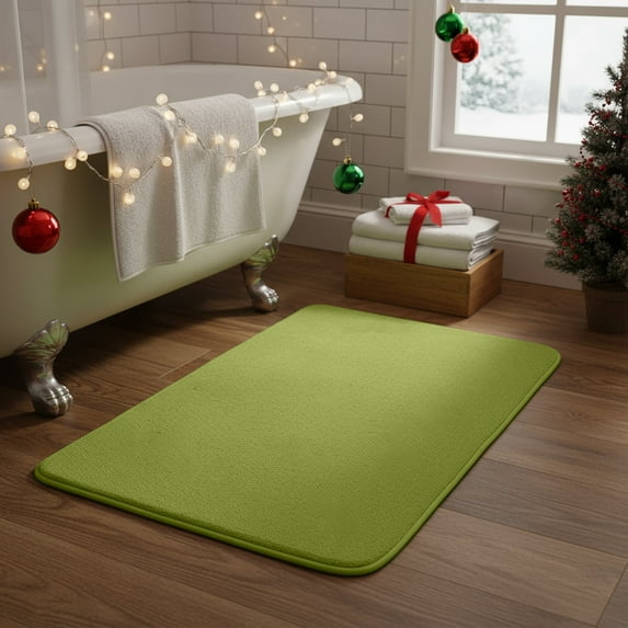 Lunxisen 2 pcs Thicken Foam Bath Mat, Ultra Soft and Non-Slip Bathroom Rugs, Water Absorbent and Machine Washable Bath Rug for Bathroom, Shower, and Tub.