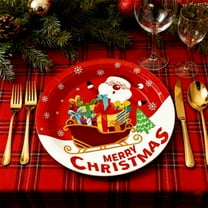 Lunxisen 20 Pcs Christmas Paper Plates Disposable Santa Christmas Dinnerware Set Xmas Dinner Plates Table Decorations Holiday Party Supplies