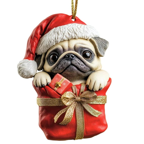 Lunxisen 3 Pcs Acrylic Dog Ornament, Key Chain, Gift Wrapping, Stocking Name Tag, Holiday for Pet Lovers, Dog Gift