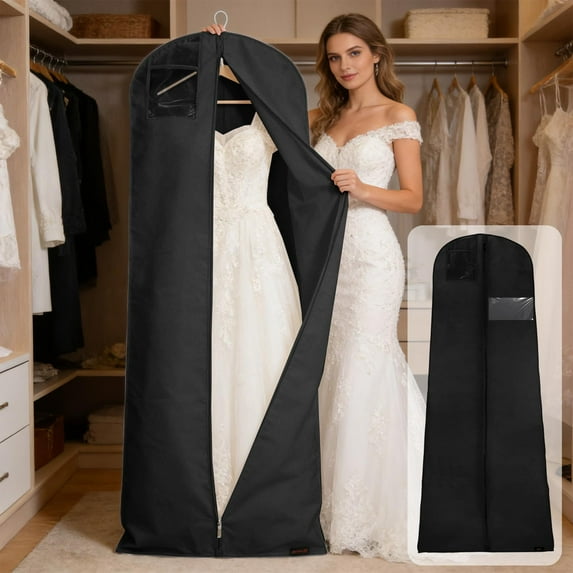 Lunxisen 3 Pcs Breathable Wedding Gown Long Dress Hanging Garment Bag for Closet Storage