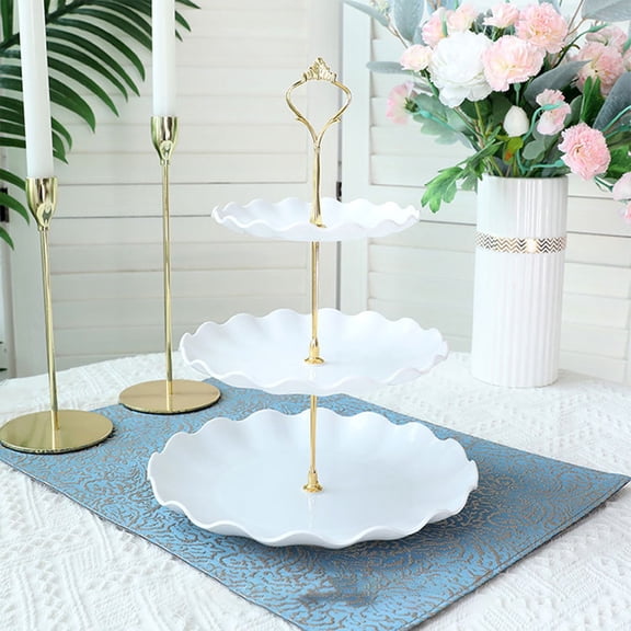 Lunxisen 3 Pcs Cake Stand Plastic Dessert Table Display 3 Tired Cupcake Stand Cookie Tray Rack Serving Tray Cake Display Tower and Dessert Trays for Wedding Tea Party
