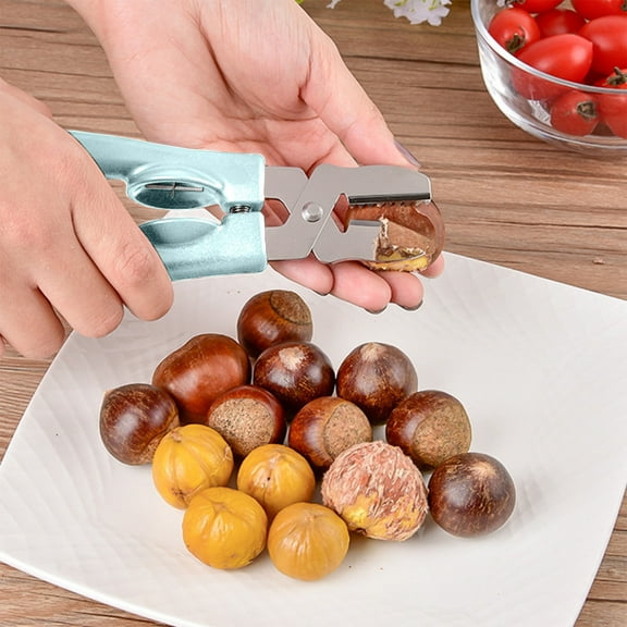Lunxisen 3 Pcs Chestnut Cutter, Stainless Steel Chestnut Cracker, Portable Chestnut Opener Clip Peeler, Multifunctional Walnut Pecan Nut Cracker with Bottle Opener.