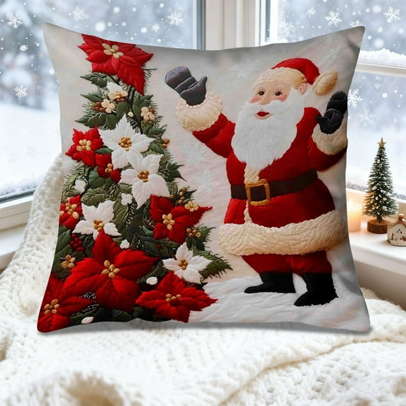 Lunxisen 3 Pcs Christmas Plaid Decorative Throw Pillow Covers Scottish Tartan Cushion Case for Farmhouse Home Holiday Decor Red and Green