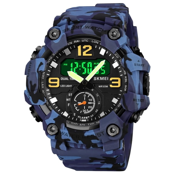 Lunxisen 3 Pcs Men's Large Face Outdoor Sports Watches Waterproof, Backlight, Alarm, Stopwatch Features Rugged Wristwatch for Training, Hiking, and Adventure