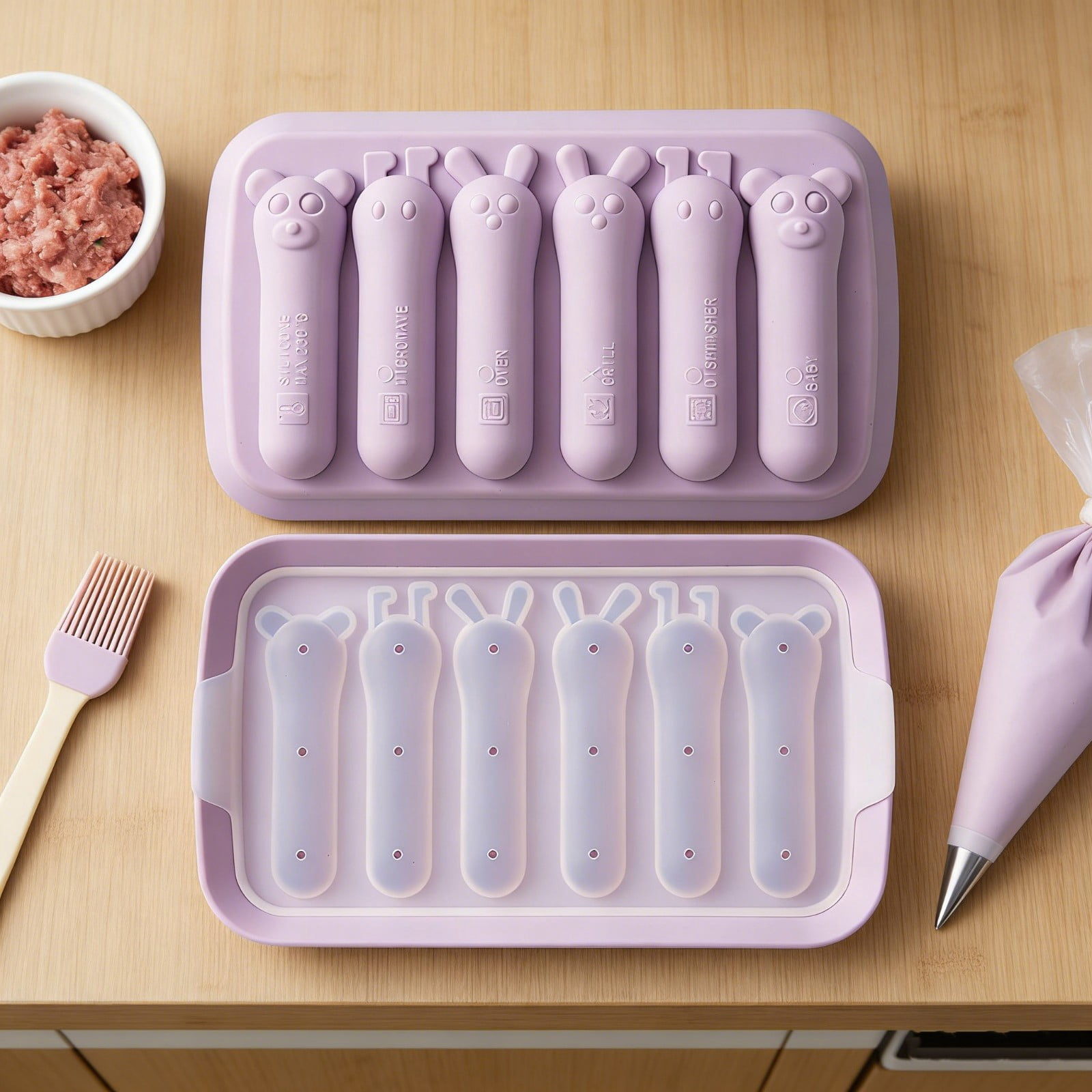 Lunxisen 3 Pcs Silicone Sausage Molds Reusable Dishwasher Safe Food ...