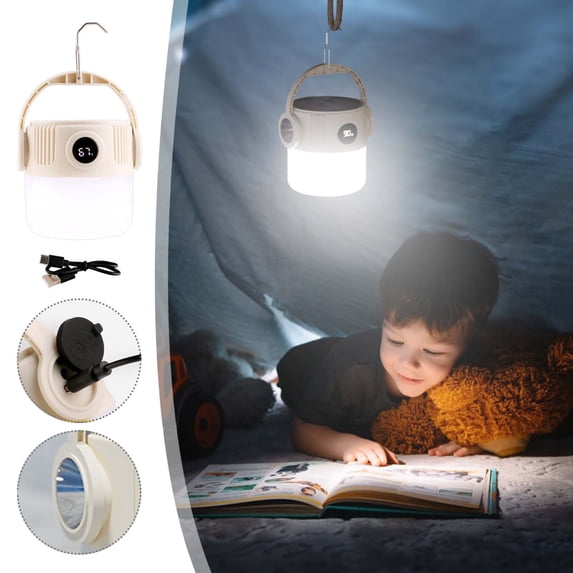 Lunxisen 3 Pcs Solar Camping Light Outdoor Rechargeable Portable Lantern Tent Light for Hiking Emergency Power Outage Super Bright Waterproof
