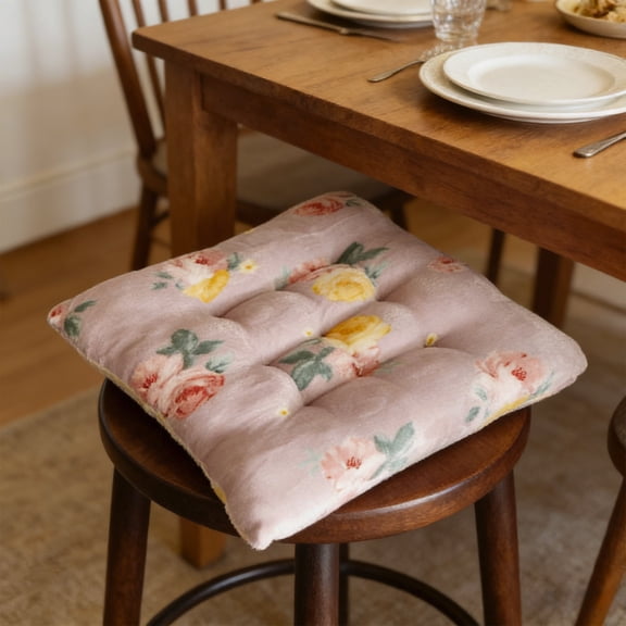 Lunxisen 3 Pcs Square Seat Cushion Chair Pads for Kitchen Dining Chairs, Soft Comfort Velvet Chair Mat Pillow Cushions with Ties for Office Desk Living Room