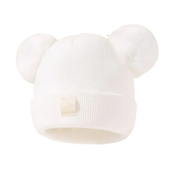 Lunxisen 3 Pcs Toddler Warm Winter Hat Kids Baby Knitted Soft Beanie with Double Faux Fur Pom Poms for Girls Boys
