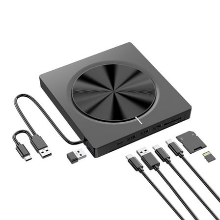 Lunxisen 3 pcs 7 in 1 External DVD Drive, External CD/DVD Drive for Laptop USB 3.0 & Type-C, Portable CD/DVD +/-RW Disk Drive.