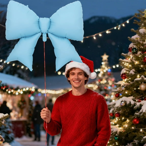 Lunxisen 4 Pcs Bow Birthday Decorations Bow Balloons for Girl Women Bow Themed Party Decorations Giant Foil Beige Balloons for Birthday Baby Shower Gender Reveal Wedding Decor