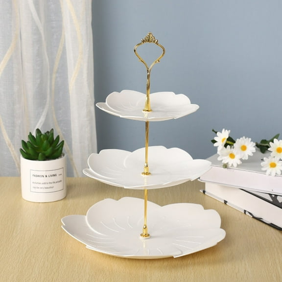 Lunxisen 4 Pcs Cake Stand Plastic Dessert Table Display 3 Tired Cupcake Stand Cookie Tray Rack Serving Tray Cake Display Tower and Dessert Trays for Wedding Tea Party