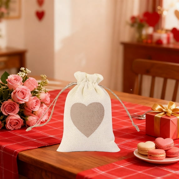 Lunxisen 4 Pcs Christmas Bags Heart Candy Bags Jewelry Pouches Pouch Drawstring Bags for Jewelry Packaging Valentine's Day Classroom Gift Wedding Festival Party Supply.